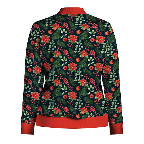 Женская олимпийка Новогодние цветы / 3D-Красный – фото 2