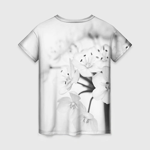 Женская футболка Белая сакура / 3D-принт – фото 2