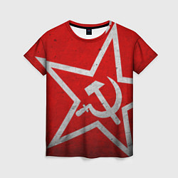 Футболка женская Флаг СССР: Серп и Молот, цвет: 3D-принт