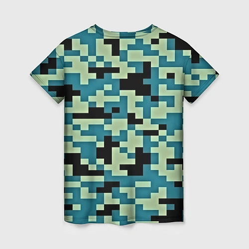 Женская футболка Камуфляж пиксельный: голубой/черный / 3D-принт – фото 2
