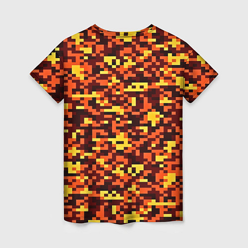 Женская футболка Камуфляж пиксельный: оранжевый/желтый / 3D-принт – фото 2