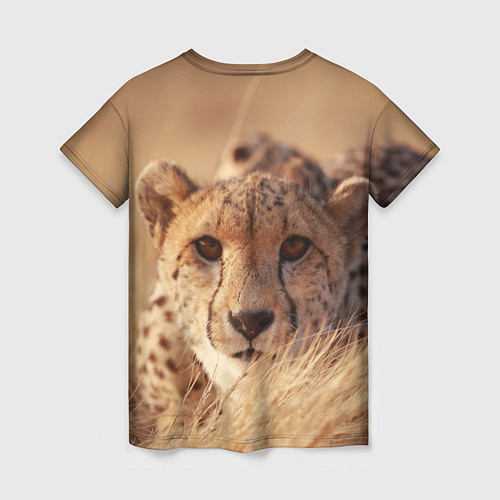 Женская футболка Гепард в траве / 3D-принт – фото 2