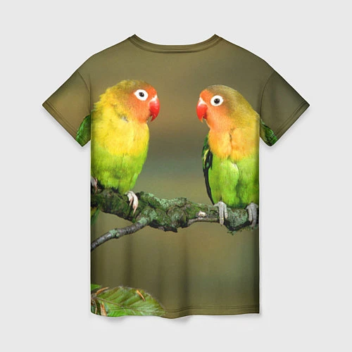 Женская футболка Два попугая / 3D-принт – фото 2