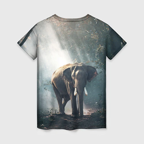 Женская футболка Слон в лесу / 3D-принт – фото 2