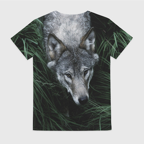 Женская футболка Волк в траве / 3D-принт – фото 2