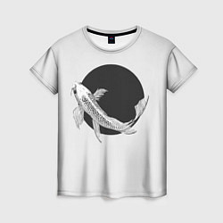 Женская футболка Японская рыбка: ч/б