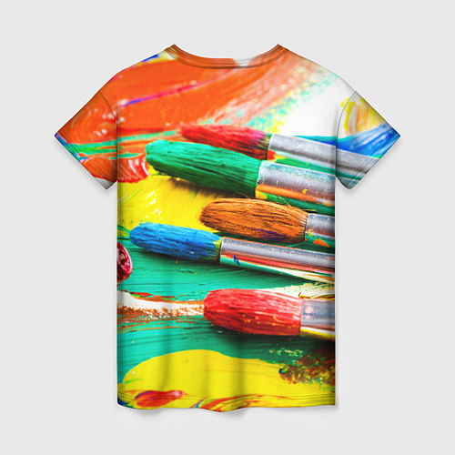 Женская футболка Кисти и краски / 3D-принт – фото 2