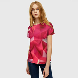Футболка женская Розовые грани, цвет: 3D-принт — фото 2