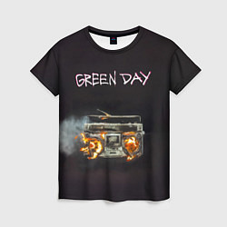 Женская футболка Green Day магнитофон в огне