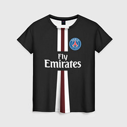 Футболка женская PSG FC: Black 2018, цвет: 3D-принт