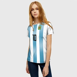 Футболка женская Сборная Аргентины: Месси ЧМ-2018, цвет: 3D-принт — фото 2