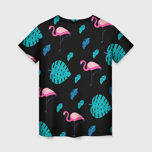 Женская футболка Ночные фламинго / 3D-принт – фото 2