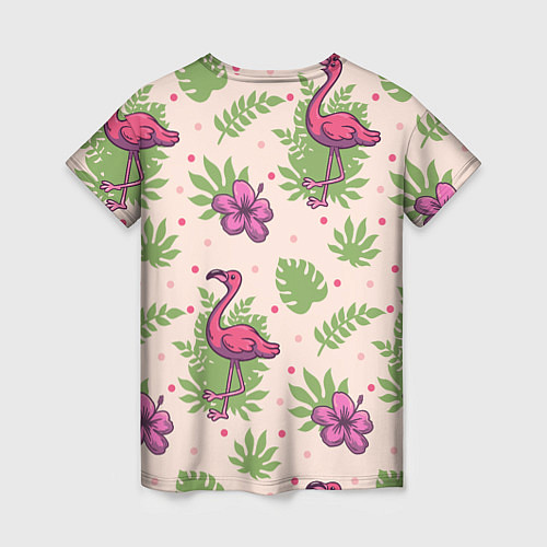 Женская футболка Цветочные фламинго / 3D-принт – фото 2