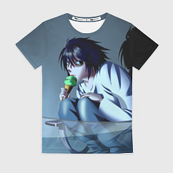 Футболка женская L ест мороженое, цвет: 3D-принт