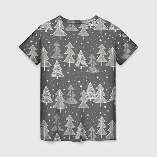 Женская футболка Grey Christmas Trees / 3D-принт – фото 2