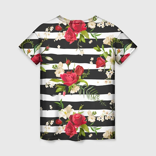 Женская футболка Розы и орхидеи / 3D-принт – фото 2