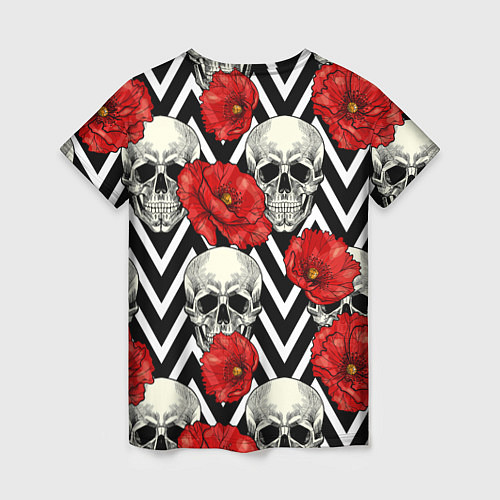 Женская футболка Черепа и розы / 3D-принт – фото 2