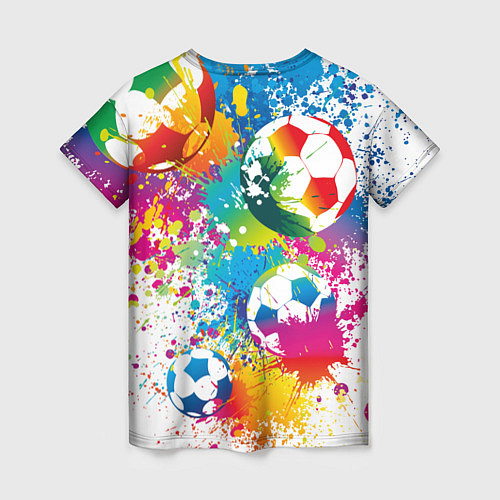 Женская футболка Футбольные мячи - красочные брызги / 3D-принт – фото 2