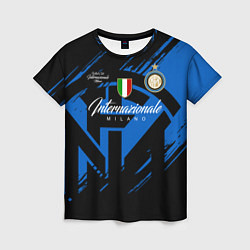 Футболка женская Интер Милан логотипы, цвет: 3D-принт