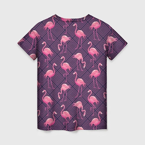 Женская футболка Фиолетовые фламинго / 3D-принт – фото 2