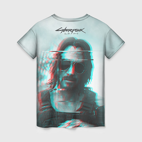 Женская футболка Cyberpunk 2077: Keanu Glitch / 3D-принт – фото 2