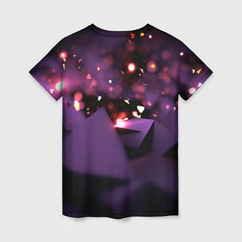 Женская футболка Фиолетовая абстракция с блестками / 3D-принт – фото 2
