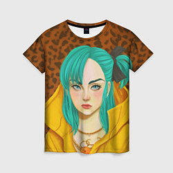 Футболка женская Billie Eilish: Turquoise Hair, цвет: 3D-принт