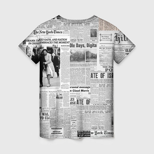 Женская футболка Газета Newspaper / 3D-принт – фото 2