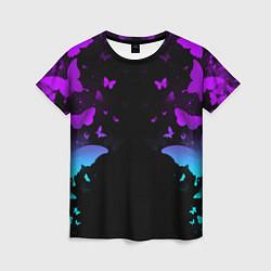 Женская футболка Бабочки в неоне