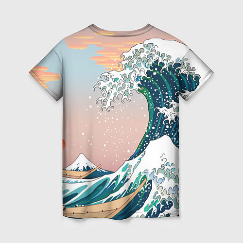 Женская футболка Большая волна в канагаве / 3D-принт – фото 2