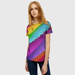 Футболка женская Яркая мозаика радуга диагональ, цвет: 3D-принт — фото 2