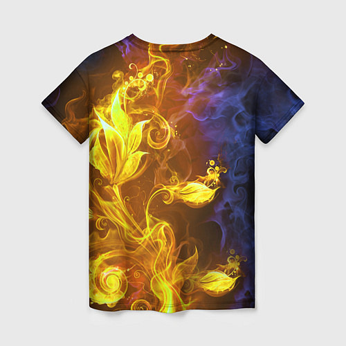 Женская футболка Огненный цветок / 3D-принт – фото 2