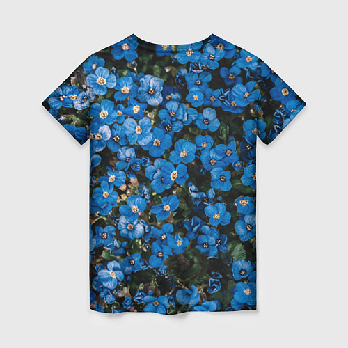 Женская футболка Поле синих цветов фиалки лето / 3D-принт – фото 2