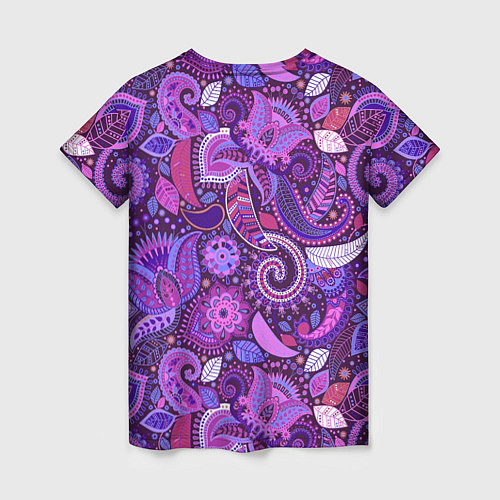 Женская футболка Фиолетовый этнический дудлинг / 3D-принт – фото 2