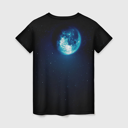 Женская футболка Кот силуэт луна ночь звезды / 3D-принт – фото 2