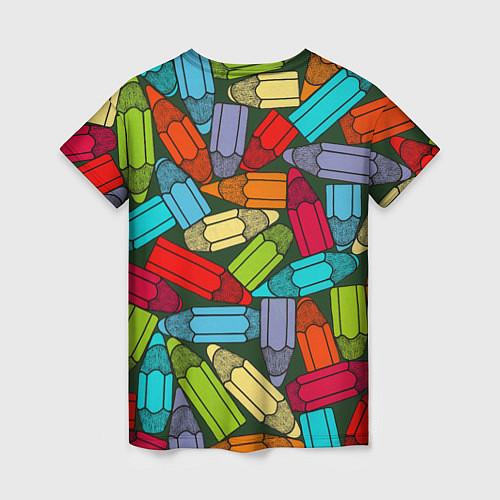 Женская футболка Детские цветные карандаши арт / 3D-принт – фото 2