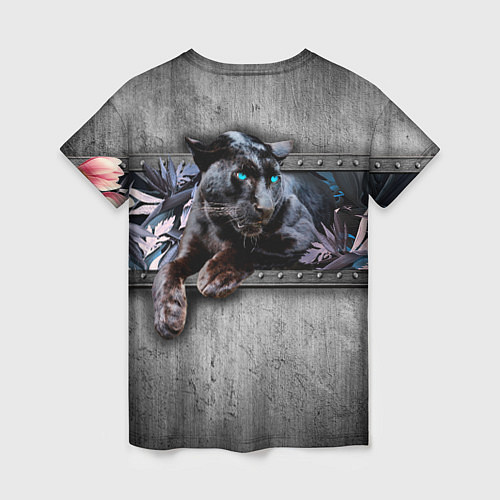 Женская футболка Пантера и цветы / 3D-принт – фото 2