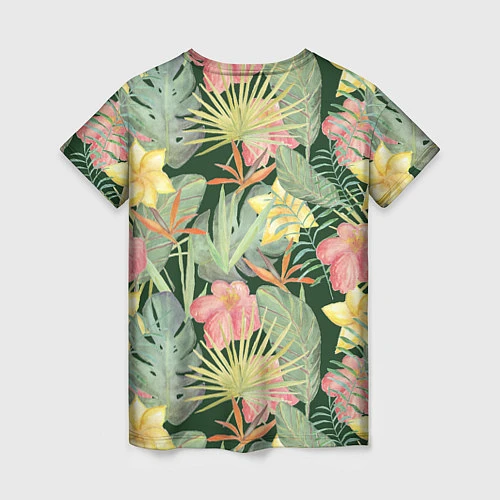 Женская футболка Тропические растения и цветы / 3D-принт – фото 2