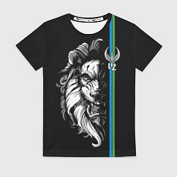 Женская футболка Узбекистан - суровый лев