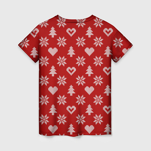 Женская футболка Красный рождественский свитер / 3D-принт – фото 2