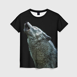 Женская футболка Воющий волк