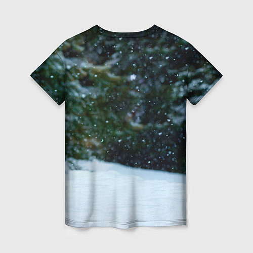 Женская футболка Лиса в зимнем лесу / 3D-принт – фото 2