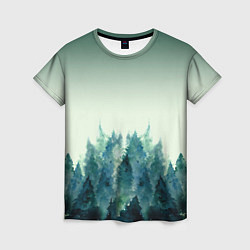 Женская футболка Акварельный лес градиент