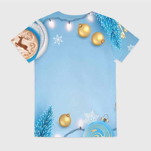 Женская футболка Милый новогодний бычок / 3D-принт – фото 2