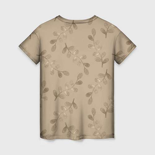 Женская футболка Листья на бежевом фоне / 3D-принт – фото 2
