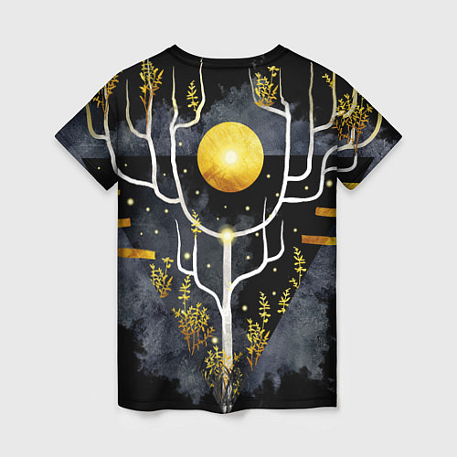 Женская футболка Графит и золото: дерево жизни / 3D-принт – фото 2