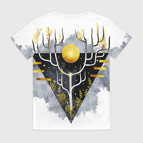 Женская футболка Графит и золото: дерево жизни / 3D-принт – фото 2