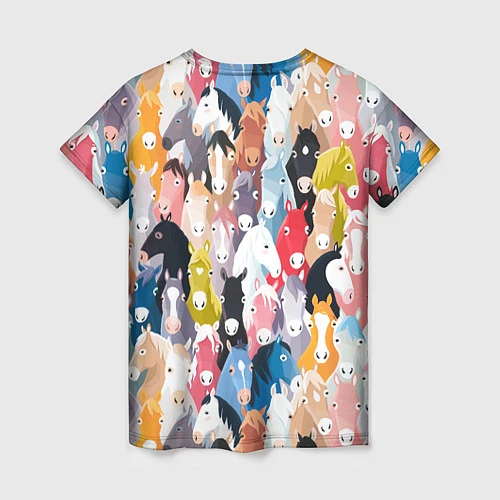 Женская футболка Цветные лошади / 3D-принт – фото 2