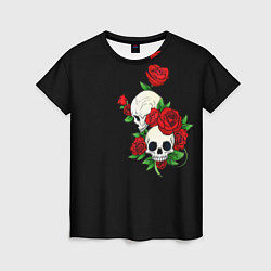 Футболка женская Roses Skulls, цвет: 3D-принт