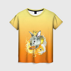 Женская футболка Акварельные кролики милота